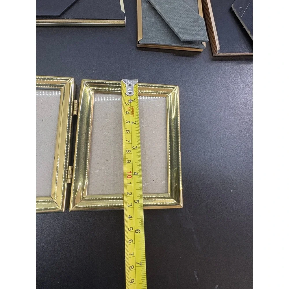 Vintage Gold Picture Frame Lot Michaels 4x5 Double Hinge Tabletop Decor Set 5